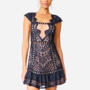 For Love & Lemons Lace Mini Dress Womens Medium  Black Excellent Cocktail
